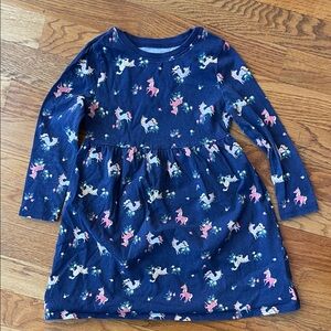 Long Sleeve Navy Unicorn Dress